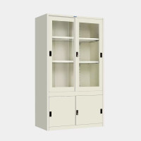 ราคา ICONIC ตู้เก็บเอกสารบานเลื่อนผสม (บนกระจกสูง-ล่างทึบเตี้ย) MKAS-401 สีขาว ขนาด 4 ฟุต (YA31393)