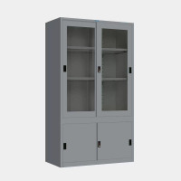 ราคา ICONIC ตู้เก็บเอกสารบานเลื่อนผสม (บนกระจกสูง-ล่างทึบเตี้ย) MKAS-401 สีเทา ขนาด 4 ฟุต (YA31396)