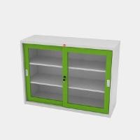 ราคา LUCKYWORLD ตู้บานเลื่อนกระจกเตี้ย รุ่น KSG-120 สีเขียว ขนาด 4 ฟุต (เหล็กหนา0.6) (YA36160)