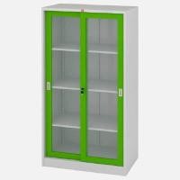 ราคา LUCKYWORLD ตู้บานเลื่อนกระจกสูง รุ่น KSG-914 เหล็กหนา0.6 สีเขียว ขนาด 3 ฟุต (YA36403)