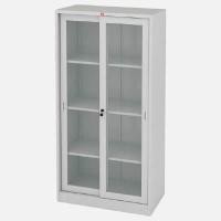 ราคา LUCKYWORLD ตู้บานเลื่อนกระจกสูง รุ่น KSG-914 เหล็กหนา0.6 สีเทาทราย ขนาด 3 ฟุต (YA36406)