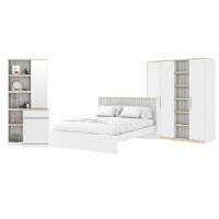 ราคา INDEX LIVING MALL ชุดห้องนอน รุ่นมินิมอล สีขาว/เลอบาน่า โอ๊ค ขนาด 6 ฟุต (เตียง, ตู้เสื้อผ้า 4 บาน, โต๊ะเครื่องเเป้ง) (YA36723)