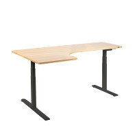 ราคา BEWELL โต๊ะปรับระดับรูปตัว L สีไม้โอ๊ค/ขาขาว ขนาด 180x60x108cm. (YA37993)