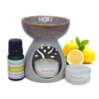 ราคา SENODOS เครื่องเผาน้ำมันหอมระเหย + น้ำมันหอมระเหยเลมอน 10 ml (แถมเทียนไขถั่วเหลือง) (YA42717)