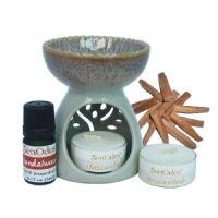 ราคา SENODOS OIL BURNER + SANDALWOOD PURE ESSENTIAL OIL ขนาด 10 Ml + เตาเผาเซรามิค + เทียนไขถั่วเหลือง 2 ชิ้น (YA43033)