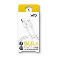 ราคา WHY สายชาร์จและถ่ายโอนข้อมูล รุ่น Faster Micro USB รองรับชาร์จเร็ว 3.1A ยาว 1 เมตร (YA43264)