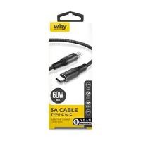 ราคา WHY สายชาร์จ รุ่น 3A ZETA 60W แบบ C TO C รหัส UC-1341C (YA43407)