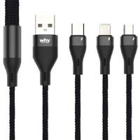 ราคา WHY สายชาร์จและถ่ายโอนข้อมูล 3IN1 รุ่น TRIO ชาร์จเร็ว 3A (YA43427)