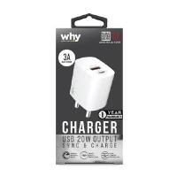 ราคา WHY หัวชาร์จ 20W รุ่น AIRFORCE WC-3082 2 พอร์ต USB-A และ TYPE-C (YA44728)