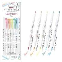 ราคา ZEBRA ปากกาเน้นข้อความ รุ่น WFT8-5C-N สีพาสเทล 5 สี (YA45071)