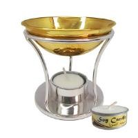 ราคา ARABCHARCOALBURNER Oil Burner Brass (Copper &amp; Nickle) เตาเผาน้ำมันหอมระเหย ทองเหลืองแท้ พร้อมแท่นวางเทียนทีไลท์ แฮนด์เมด (ฟรี เทียนไขถั่วเหลืองธรรมชาติ 15gx2 ชิ้น) (YA64217)