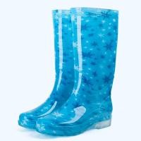 ราคา รองเท้าบูทยาว กันน้ำกันลื่น PVC เกรดA ลายหิมะ No.39 สีฟ้า สูง 12 นิ้ว (YB02781)