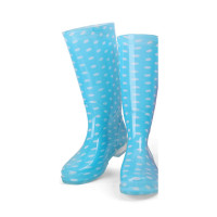 ราคา รองเท้าบูทยาว กันน้ำกันลื่นอย่างดี ลายจุดขาว No.39 สีฟ้า (YB07814)