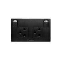 ราคา PHILIPS ชุดเต้ารับคู่ 3 ขา มีกราวด์พร้อมสวิตช์คุม รุ่น LEAF (YB24697)