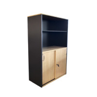 ราคา ACMEN ตู้เก็บเอกสารสูง บนโล่ง ล่างบานเลื่อน สีเมเปิ้ล-เทา ขนาด 80 x 40 x 1570 ซม. (YB25787)