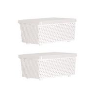 ราคา DKW ชุดตะกร้าอเนกประสงค์ มีฝาปิด รุ่น Senn สีขาว ไซส์ S แพ็ค 2 ใบ (YB78187)