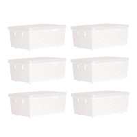 ราคา DKW ชุดตะกร้าอเนกประสงค์ มีฝาปิด รุ่น Senn สีขาว ไซส์ L แพ็ค 6 ใบ (YB80278)