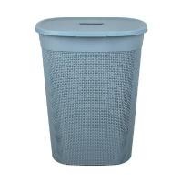 ราคา KASSA HOME ตะกร้าผ้าพลาสติกพร้อมฝาปิด รุ่น TG51960 สีฟ้า ขนาด 44x35x56.8 ซม. (YB96393)