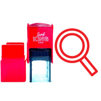 ราคา SANDKING ตรายางหมึกในตัว icon แว่นขยาย สีแดง ขนาด 20X20 mm  (YB99308)