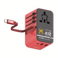 ราคา Momax หัวชาร์จ+หัวแปลงปลั๊กไฟ รุ่น 1-World Travel Adapter 3-Port กำลังไฟ 70W ชาร์จไว GaN พร้อมสาย USB-C ในตัว ลาย MS-06S สีแดง (YB99740)