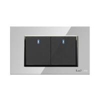 ราคา LUZINO สวิตช์ทางเดียว 2 ช่อง รุ่น Glass A85-BK2A-SV สีเงิน-ดำ (YC02168)