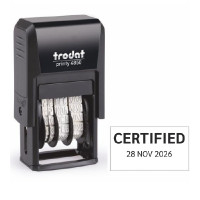 ราคา TRODAT ตรายางวันที่ข้อความ "CERTIFIED " หมึกในตัว สีดำ (YC02329)