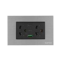 ราคา LUZINO ชุดเต้ารับคู่ มีกราวด์+ม่านนิรภัย+USB Type A,C รุ่น MLS79-E3USBCA-AL สีเงิน (YC03997)