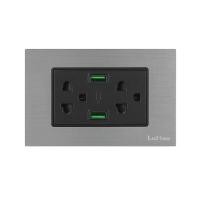 ราคา LUZINO ชุดเต้ารับคู่ มีกราวด์+USB Type A 2 ช่อง รุ่น MLS79-E3USB2A-AL สีเงิน (YC03998)