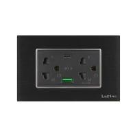 ราคา LUZINO ชุดเต้ารับคู่ มีกราวด์+ม่านนิรภัย+USB Type A,C รุ่น MLS79-E3USBCA-AL สีดำ (YC04006)