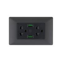 ราคา LUZINO ชุดเต้ารับคู่ มีกราวด์+USB Type A 2 ช่อง รุ่น MLS79-E3USB2A-PC สีดำ (YC04025)