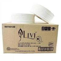 ราคา LIVI กระดาษชำระม้วนใหญ่ เนื้อบริสุทธิ์ หนา 2 ชั้น (300 เมตร x 12 ม้วน) (YC11580)