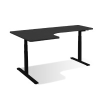 ราคา BEWELL โต๊ะปรับระดับรูปตัว L สีไม้ดำ/ขาขาว ขนาด 160x60x108 cm. (YA37983)