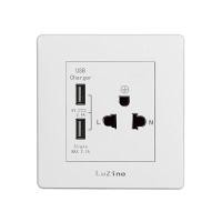 ราคา LUZINO ชุดเต้ารับ 2P+E พร้อม USB 3.4A 2 ช่อง รุ่น Square WH E15-C28E24 สีขาว (YB96478)