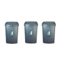 ราคา DKW ชุดถังขยะฝาสวิง รุ่น HH-206P-3 สีเทา ความจุ 50 ลิตร (แพ็ค 3 ใบ) (YC89700)