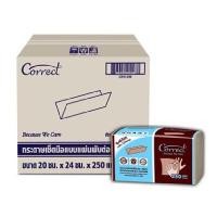 ราคา CORRECT กระดาษเช็ดมือชนิดแผ่น สีน้ำตาล หนา 2 ชั้น (250 แผ่น) x 24 ห่อ (0097515)
