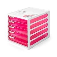 ราคา ONE ตู้เอกสาร 5 ชั้น โครงสีขาว ลิ้นชักสีชมพูใส (6003955)
