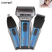 ราคา Gemei ชุดปัตตาเลี่ยนตัดผม โกนหนวด ตัดขนจมูก&amp;ขนหู 3 in 1 เปลี่ยนหัวได้ 3 หัว GM-589 มอเตอร์ Pd Alloy ทั้งชาร์จและใส่ถ่าน โกนหนวดแบบฟอยล์ใบมีดคู่ พร้อมที่กันจอน - สีเงิน/ทอง (Y011592)