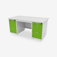 ราคา Luckyworld โต๊ะทำงาน ลิ้นชักซ้าย-ขวา หน้าโต๊ะอิพ๊อกซี่ DX-52 สีเขียว ขนาด 1.6 ม. (Y017049)