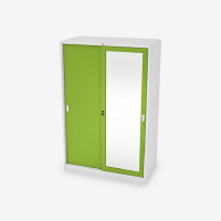 ราคา LUCKYWORLD ตู้เสื้อผ้าบานเลื่อนทึบ+บานกระจกเงา สีเขียว KVS-126K (Y051133)