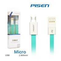 ราคา PISEN สายชาร์จ Micro USB Noodle Data Transmit and Charging Cable ยาว 800 mm อุปกรณ์สำหรับรีชาร์จและซิงค์เพื่อโอนถ่ายข้อมูลแบบ 2-in-1 USB 2.0 แรงดันสูง - สีฟ้าเขียว (Y074742)