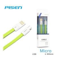 ราคา PISEN สายชาร์จ Micro USB Noodle Data Transmit and Charging Cable ยาว 800 mm อุปกรณ์สำหรับรีชาร์จและซิงค์เพื่อโอนถ่ายข้อมูลแบบ 2-in-1 USB 2.0 แรงดันสูง - สีเขียว (Y074746)