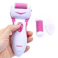 ราคา Kemei เครื่องขัดผิวด้านและส้นเท้าไร้สายแบบชาร์จ KM-3053 ไฟ LED ส่องสว่าง มอเตอร์อัลลอยด์ หัวขัดล้างน้ำได้ แถม!!หัวขัดสำรอง - สีชมพู (Y078065)