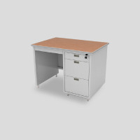 ราคา โต๊ะทำงาน 1 ม. หน้าโต๊ะปิดพีวีซีลายไม้ สีเทาทราย Luckyworld DP-35 (YA01710)