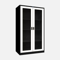 ราคา ตู้เอกสารเหล็กสูง ประตูบานเปิดกระจก (Black Edition) ไอคอนิค MLKO-2 สีดำ-ขาว ขนาด 3 ฟุต (YA05481)