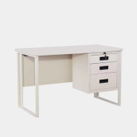 ราคา โต๊ะทำงานเหล็กหน้าเหล็ก ขากรอบคู่ 3 ลิ้นชัก ขนาด 4 ฟุต ไอคอนิค MTS-4 สีขาว (YA05556)