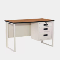 ราคา โต๊ะทำงานเหล็กหน้าไม้ ขากรอบคู่ 3 ลิ้นชัก ขนาด 5 ฟุต ไอคอนิค MTD-5 สีขาว (YA05569)