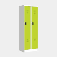 ราคา ตู้ล็อคเกอร์แถวคู่ 2 ช่อง มี 1 ราวแขวน 2 แผ่นชั้น โครงขาวสว่าง สีบานประตู 13 สี ไอคอนิค MLK-D11 สีบานประตูเขียว (YA09433)