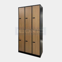 ราคา ตู้ล็อกเกอร์ไม้ 6 ช่อง ล็อกรหัส ปิดผิวเมลามีน ไอคอนิค ALK-W6 คาปูชิโน่-ดำ (YA13662)