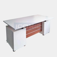 ราคา ชุดโต๊ะทํางานผู้บริหาร 1.80 ม. ไอคอนิค SZ-1822 สีขาว-ไม้ซีบราโน่ (YA13711)