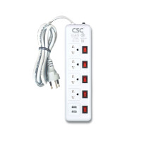 ราคา CSC รางปลั๊กไฟ มอก 5สวิตช์ 4ช่อง 2USB 10ม. รุ่น AM155U-10m (YA16818)